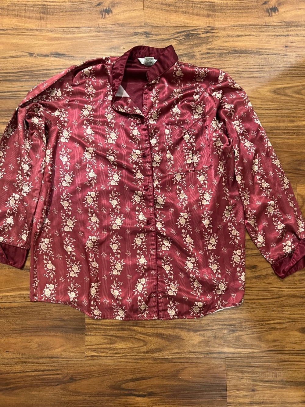 Vintage Private Country Western Floral Button Up Shirt Burgundy L